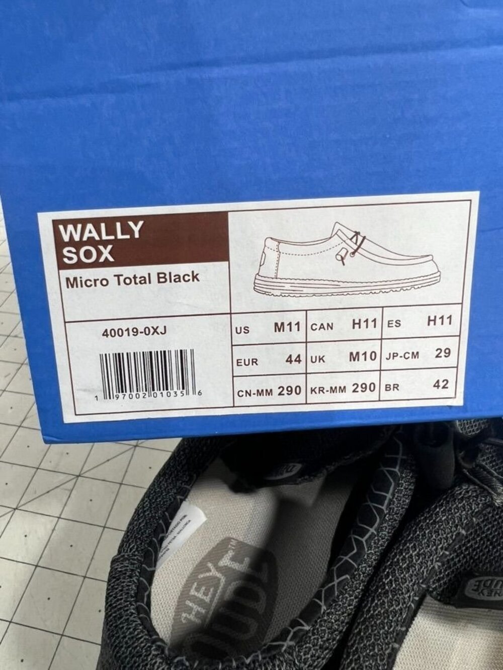 Men’s HEYDUDE Wally Sox Micro Casual Shoe - Total Black Sz. 11 New - Picture 4 of 7